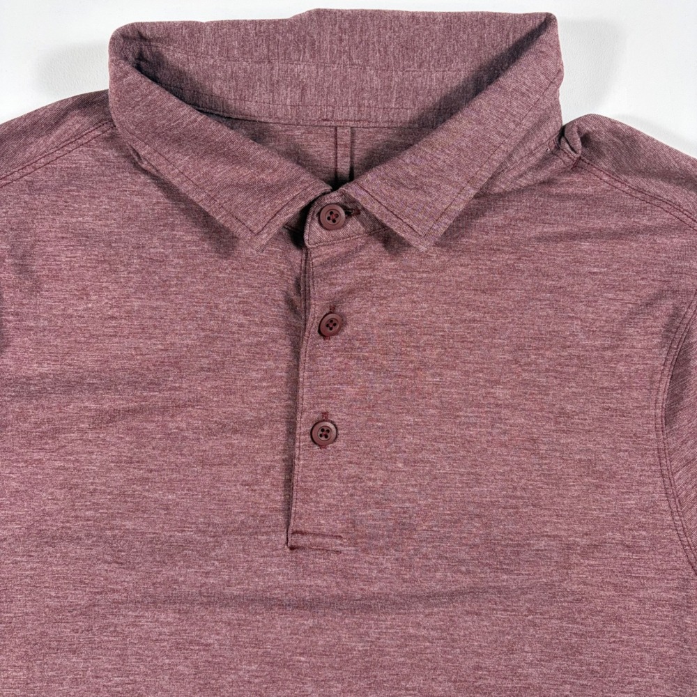 Lululemon Evolution Polo Mens Small Short Sleeve Heathered Maroon Red